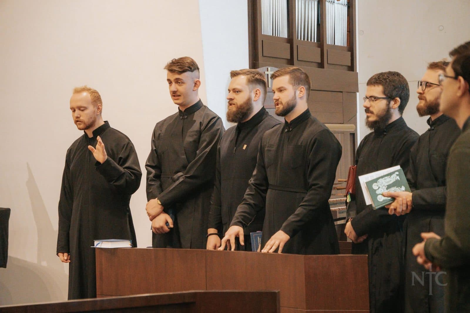 Seminarians gather in a chapel for shared learning, prayer, and formation